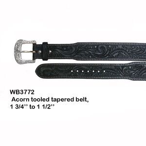 Ranger Belt Co WB3772 Western Acorn Tooled Tapered Dark Brown Leather Size 42